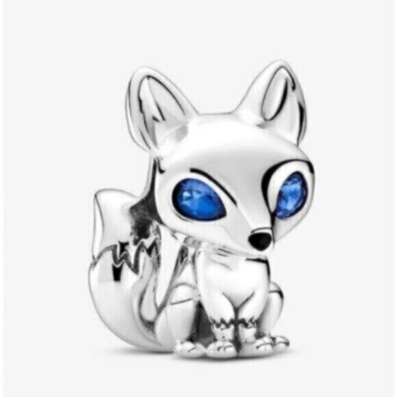 Blue-Eyed Fox Charm Charm Fit Pandora Bracelet S925 Sterling Silver - Picture 1 of 5